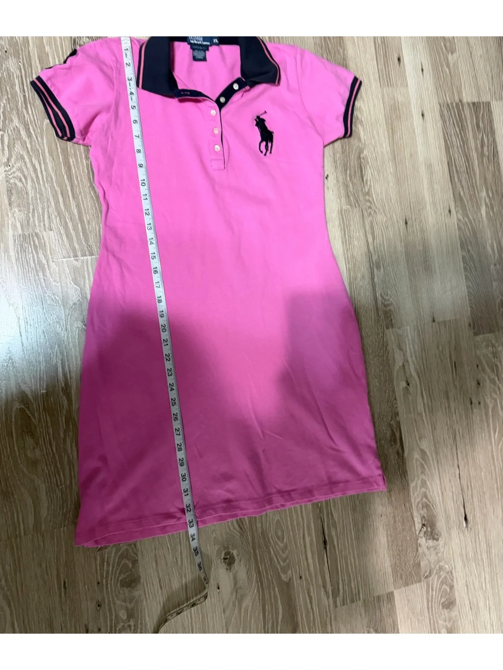 Polo Ralph Lauren Pink Big Pony Polo Dress Navy Trim XL